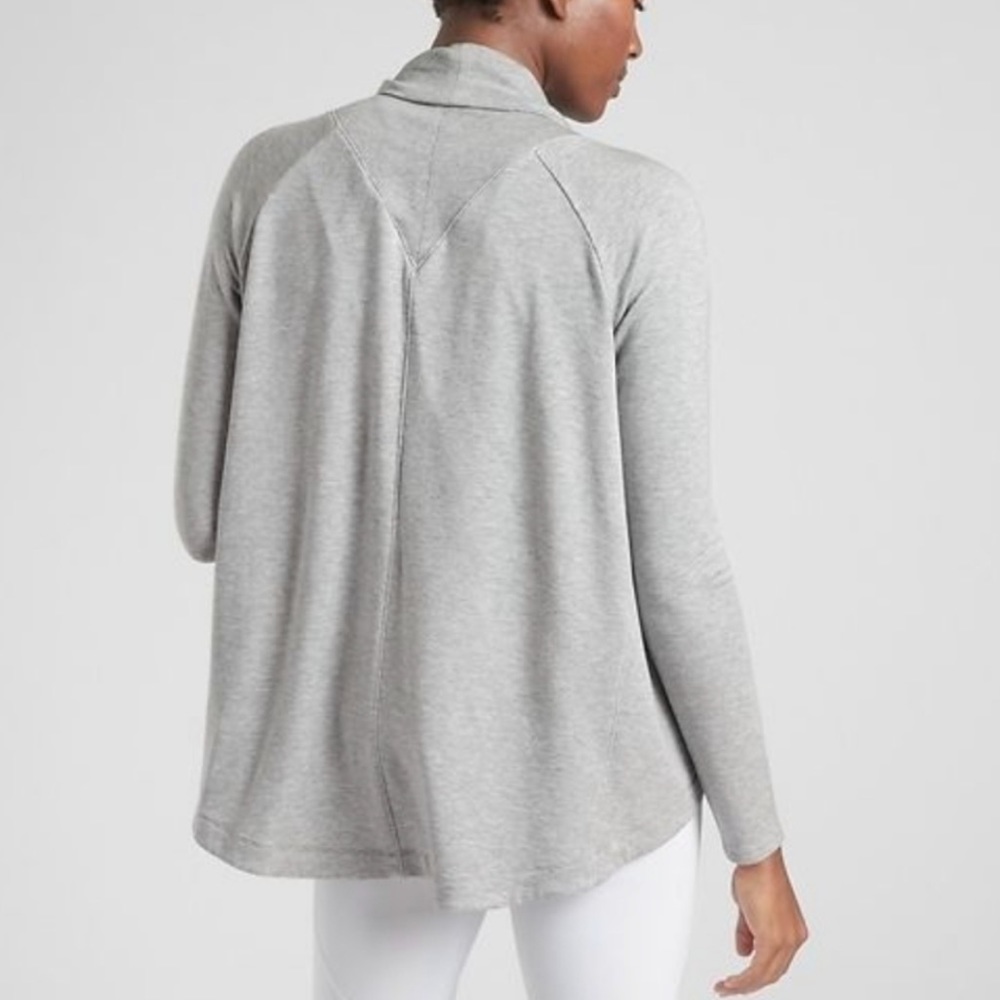 Athleta Sweater Nirvana Wear Two Ways Wrap Cardigan in Navy Blue Sz M EUC - Picture 13 of 13